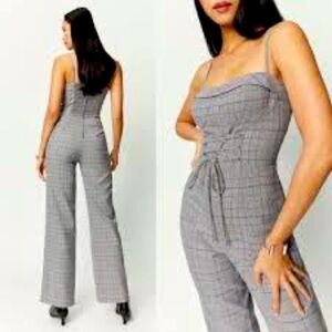 NWT,Love & Piece,V-Neck Sleeveless Bustier Tie Front Jumpsuit,OOS OnLine, L